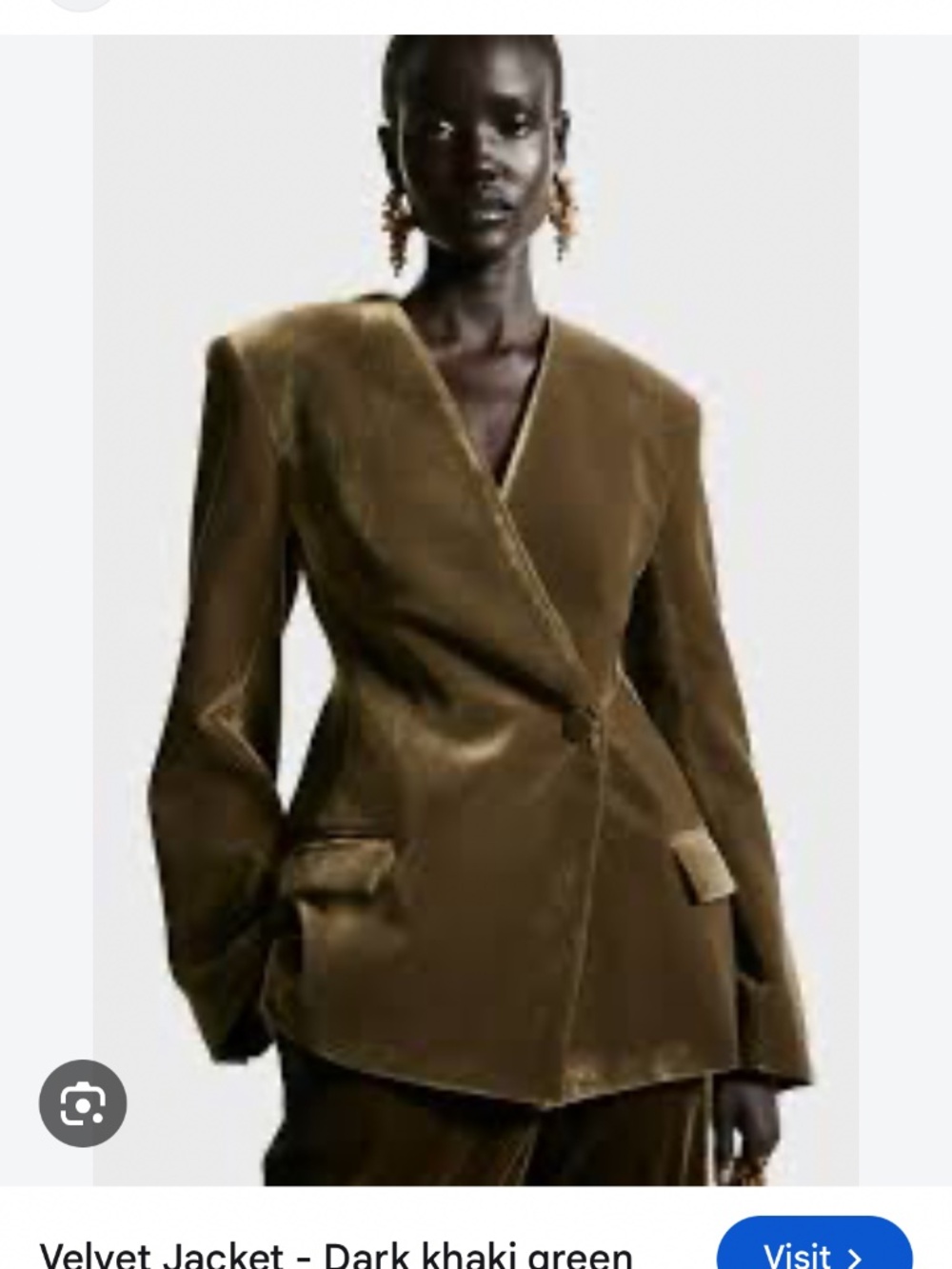 H&M Edition Olive Velvet Blazer Small